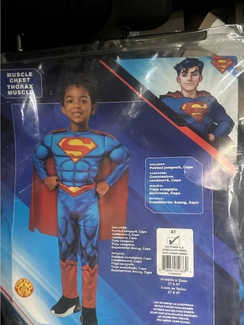 Superman Muscle Chest Costume Toddler Boys Size 4T